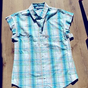 Riders by Lee Indigo Women’s Caribbean Sea Short Sleeve Plaid Woven Shirt